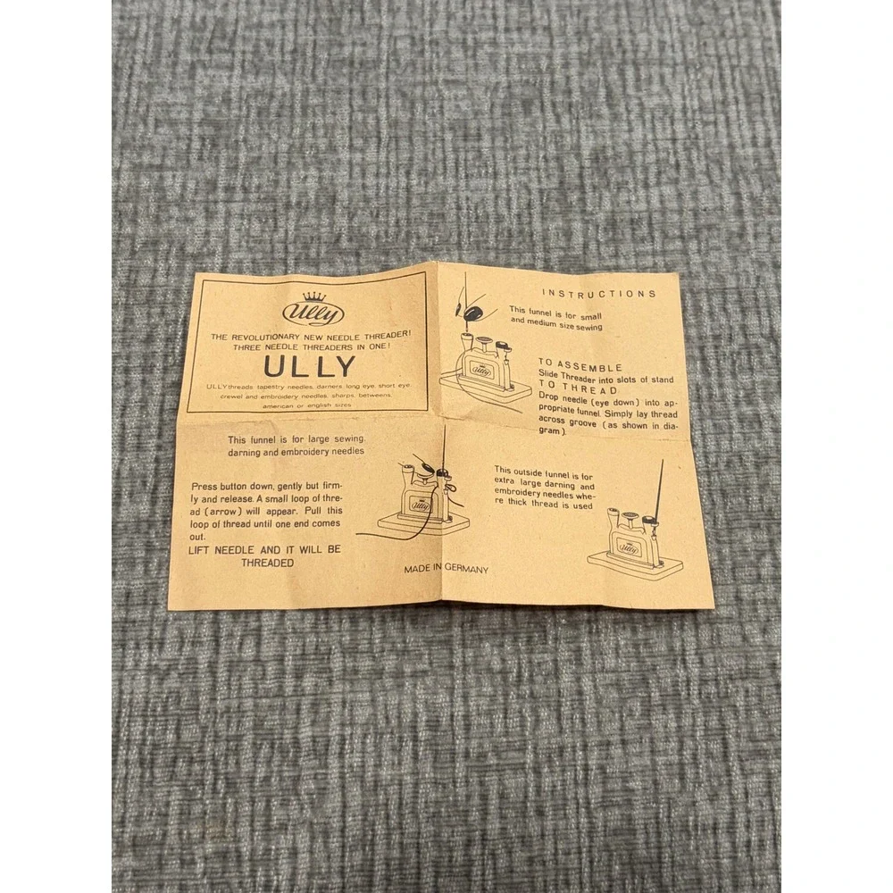 Vintage Ully Needle Threader 3 in 1 Sewing Tool‎ Made in Western Germany
